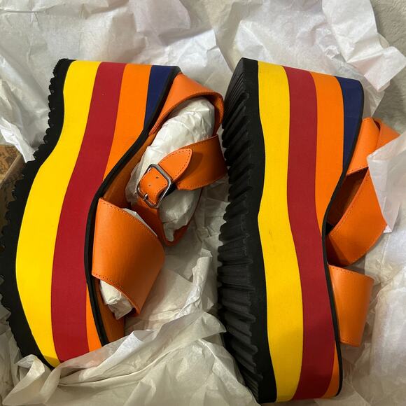 Free People Orange Multicolor Platform Sandals - Picture 3 of 9